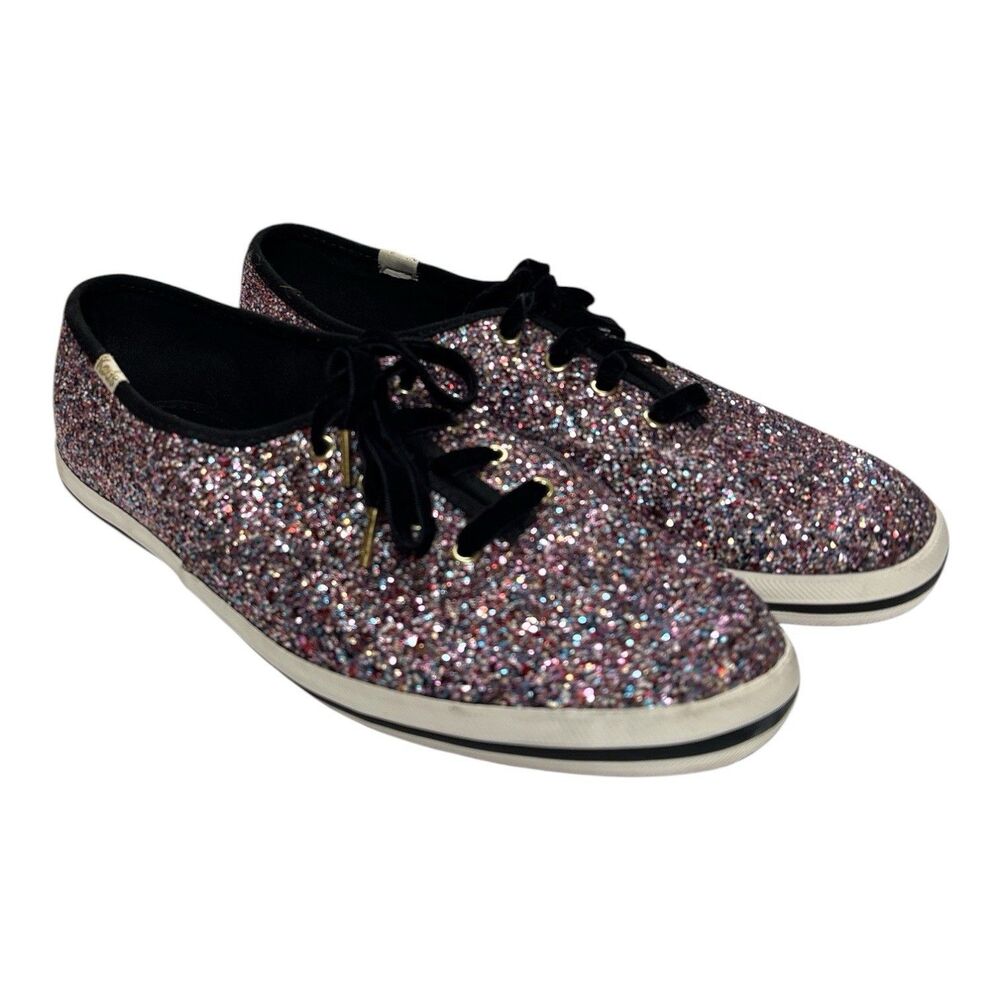 Keds x Kate Spade Champion Glitter Pink Sneakers Womens 8.5 Velvet Laces